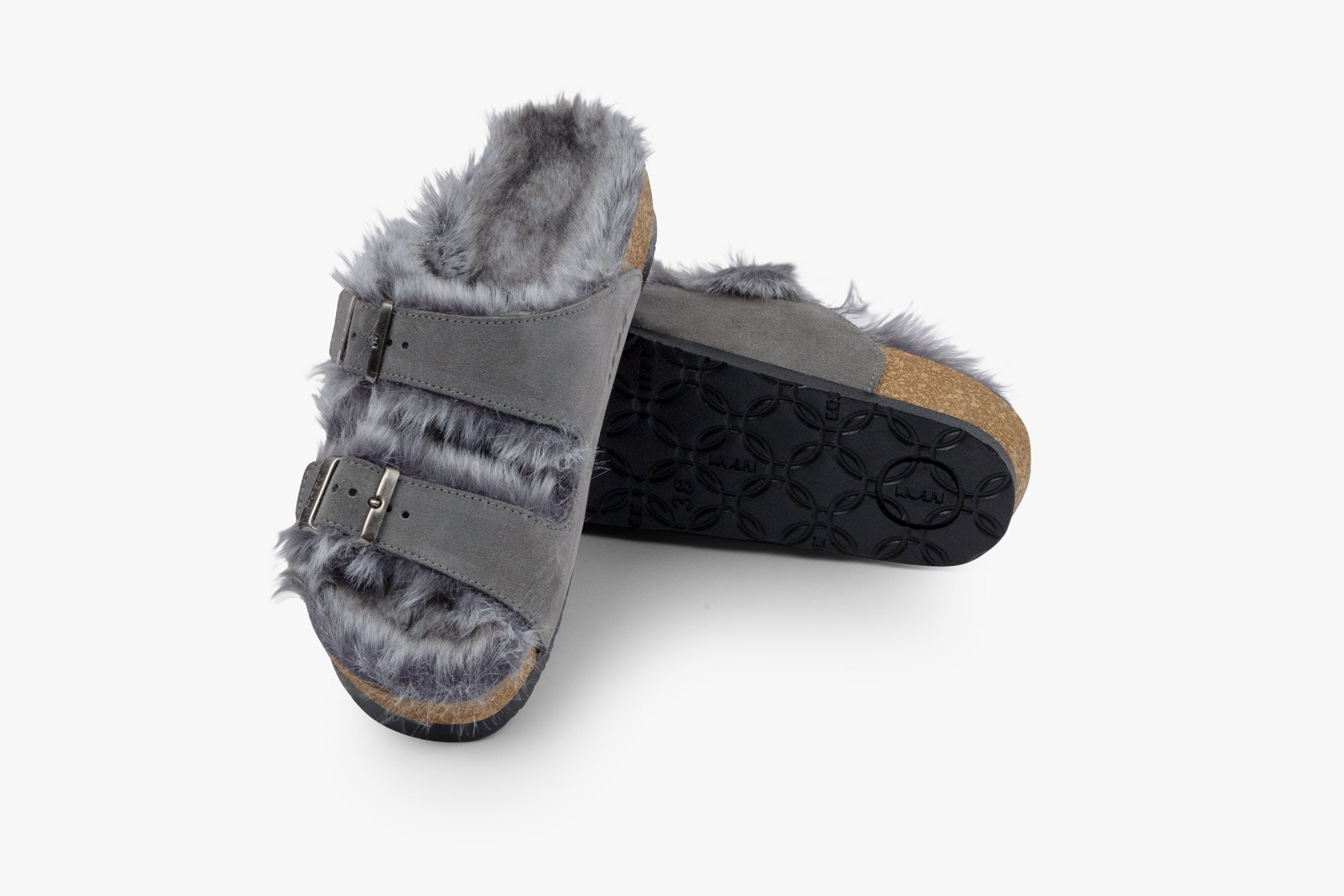 Päls Sandaler - Grå Tofflor