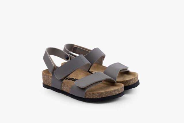 Elio barnsandal i läder - grå