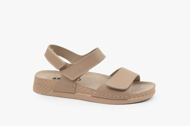 Moveo damsandal i läder med hälrem - beige