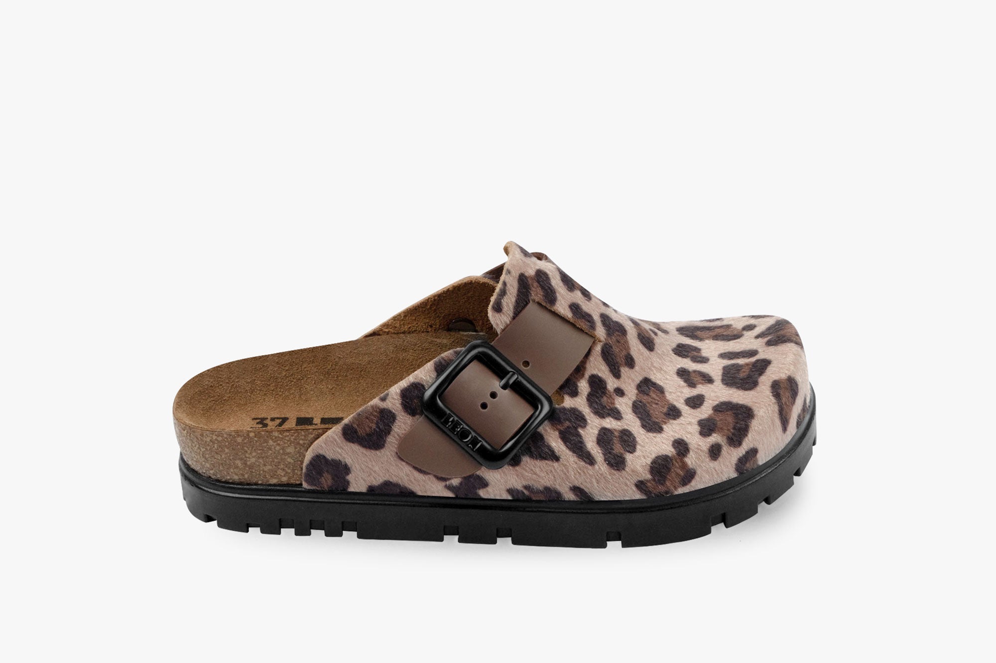 Zoe Päls Clogs i - Brun Leopardmönster
