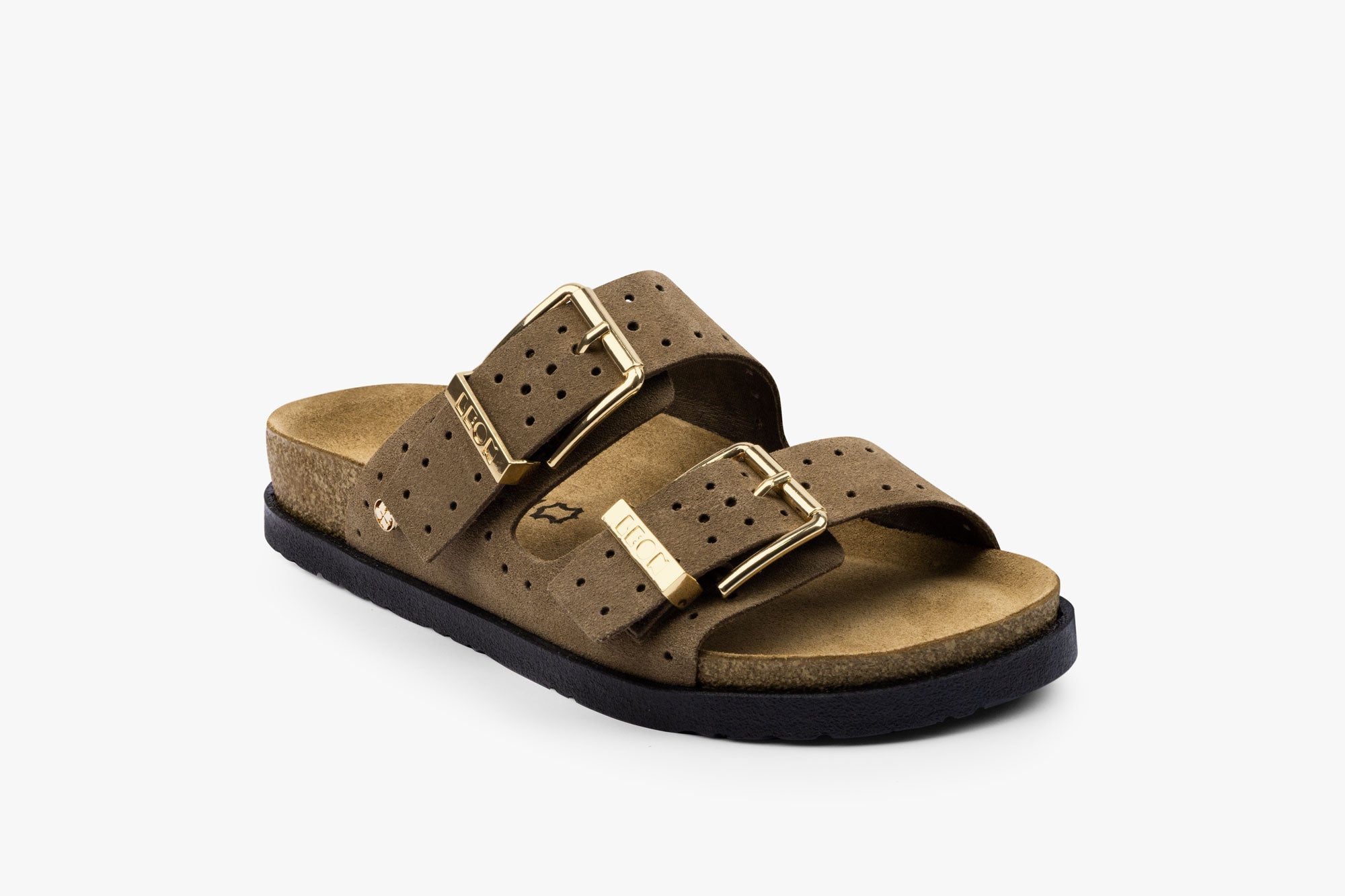 Halo damsandal i läder - brun