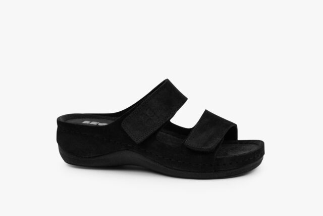 Moss damsandal i mocka - svart
