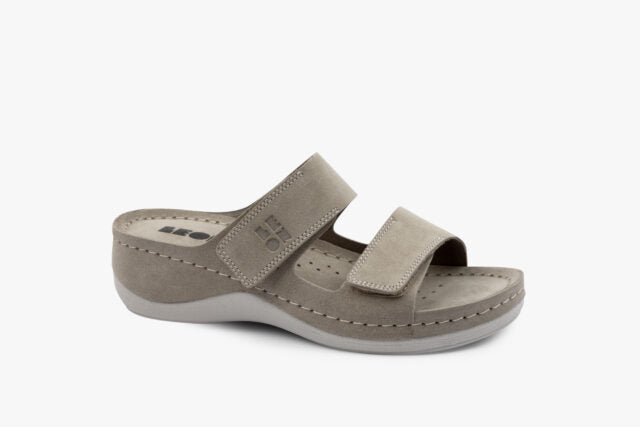 Moss damsandal i mocka - grå
