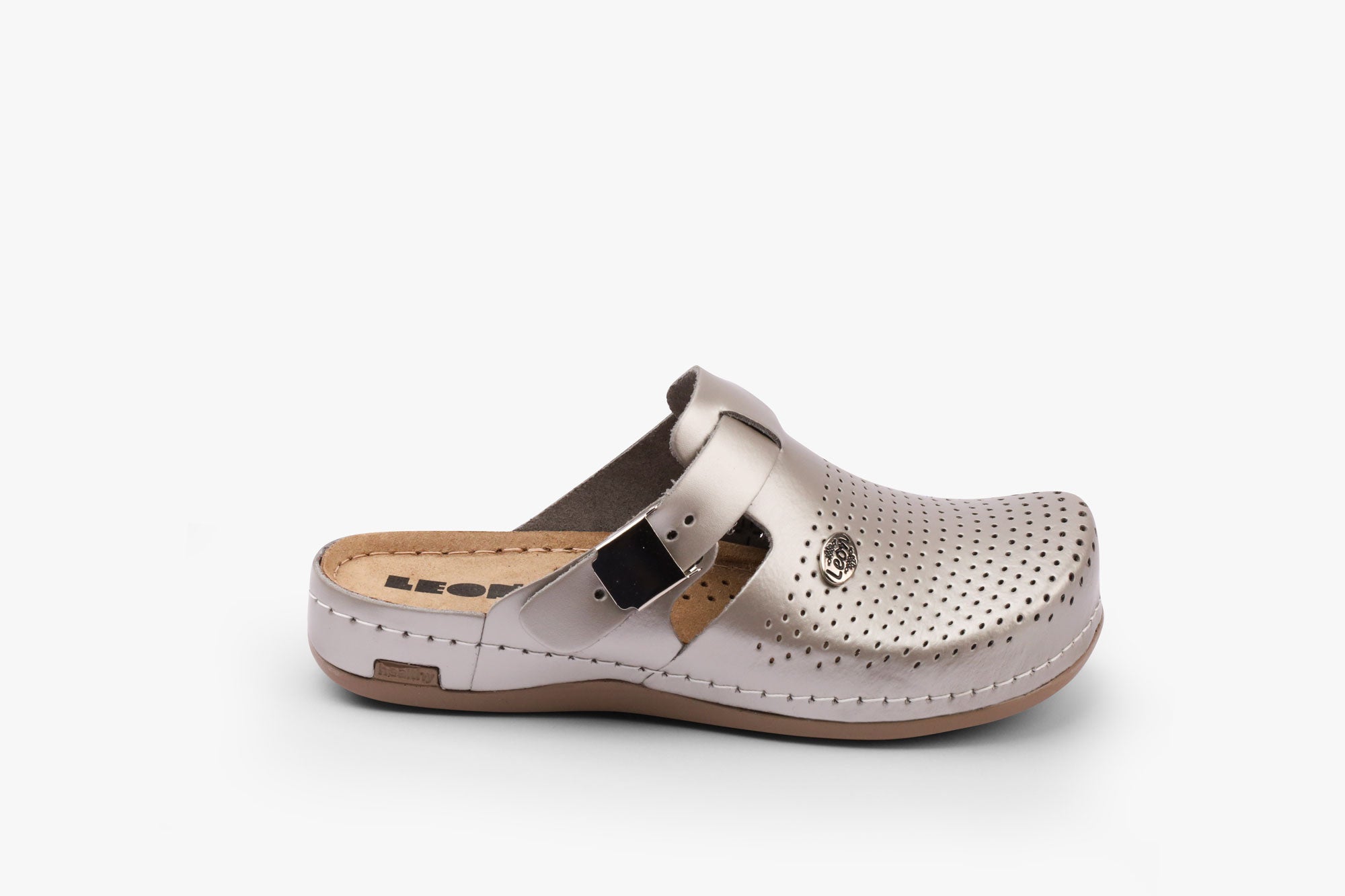 Leona Dam Läder Clogs - Champagne