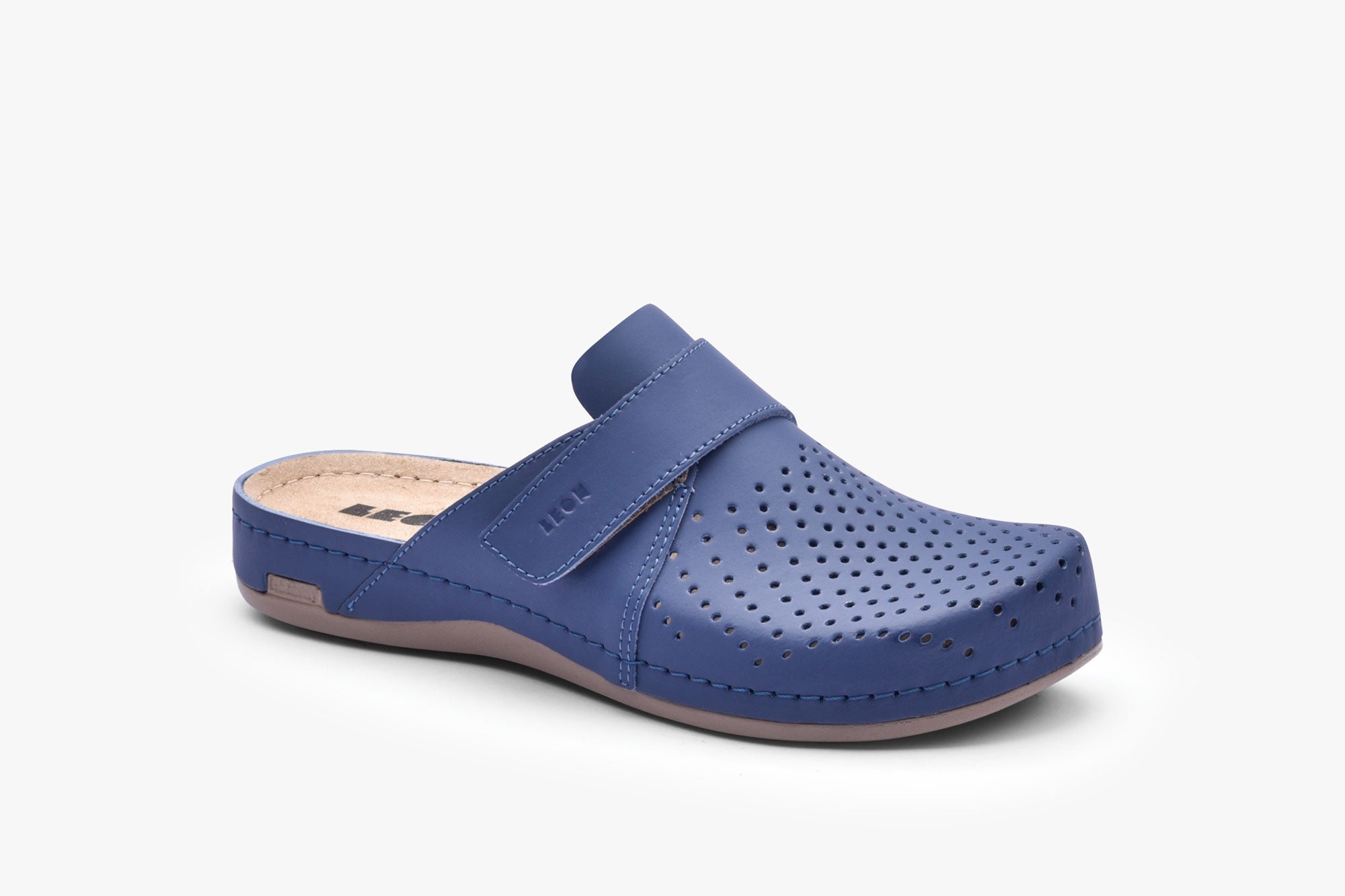Leona Bakkar damclogs i läder - blå