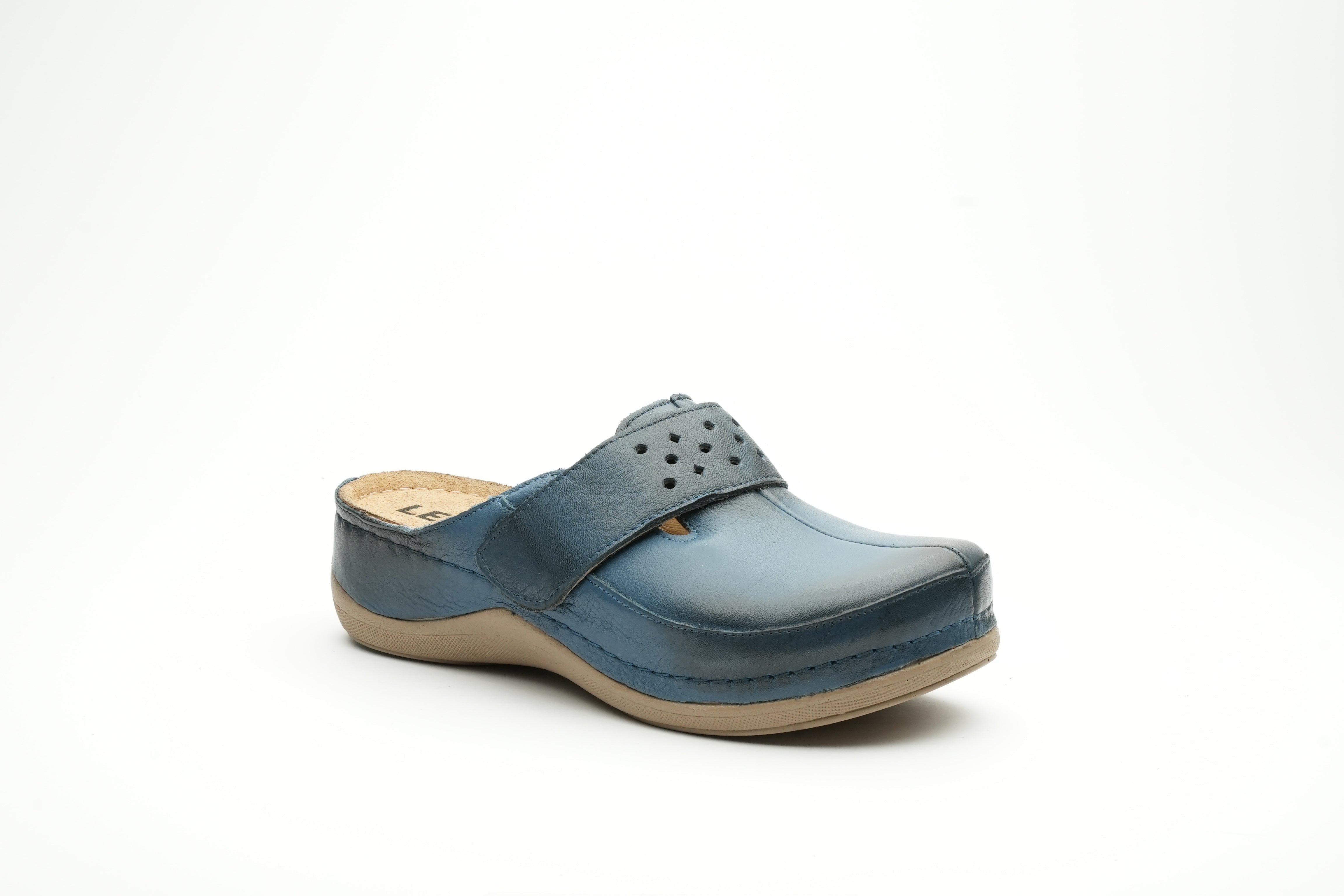 Lara Lädertofflor - Mörkblå