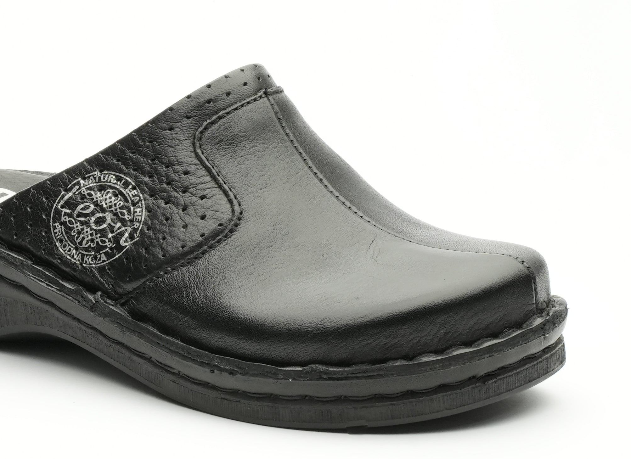 Emili - Dam Läder Clogs - Svart