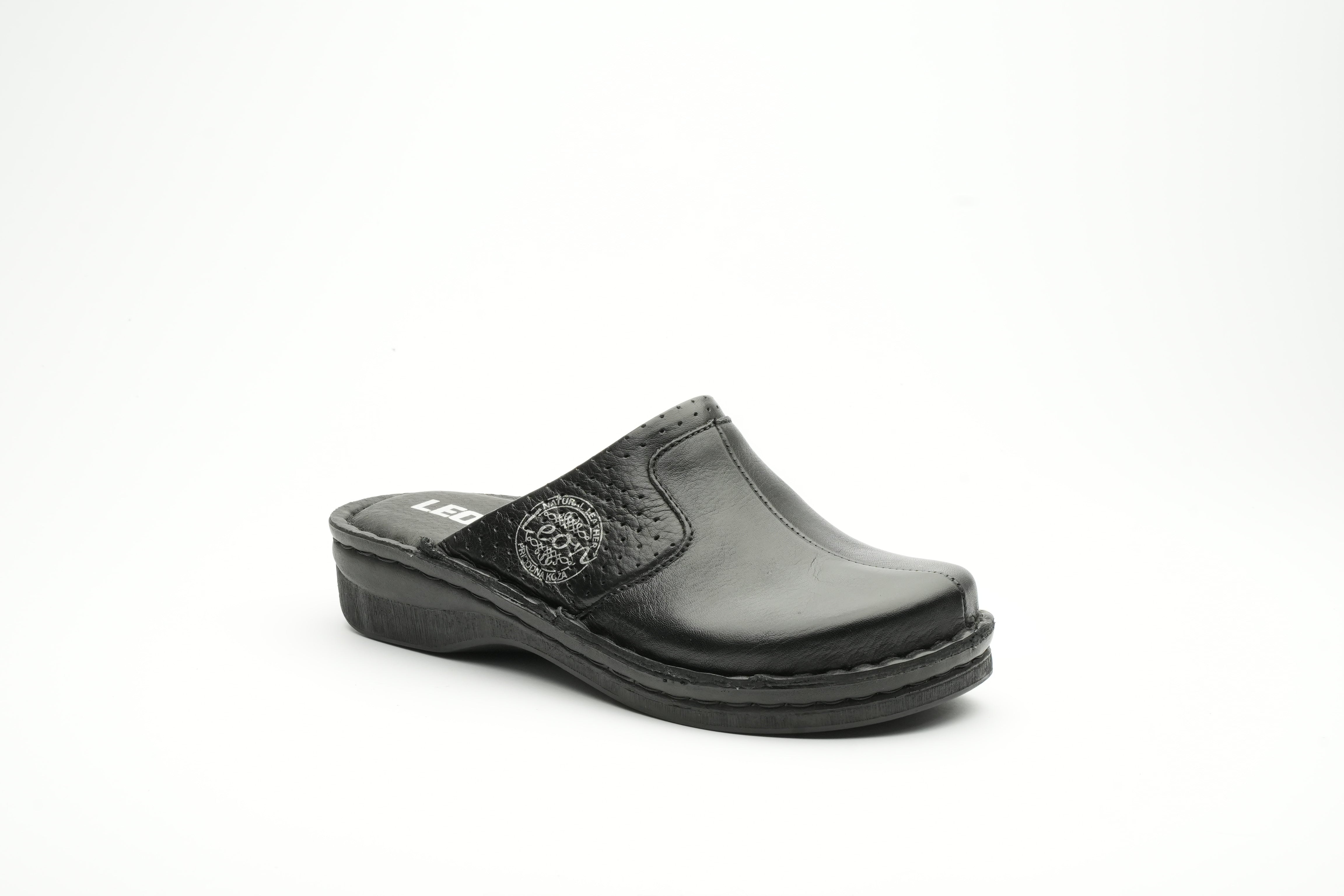 Emili - Dam Läder Clogs - Svart