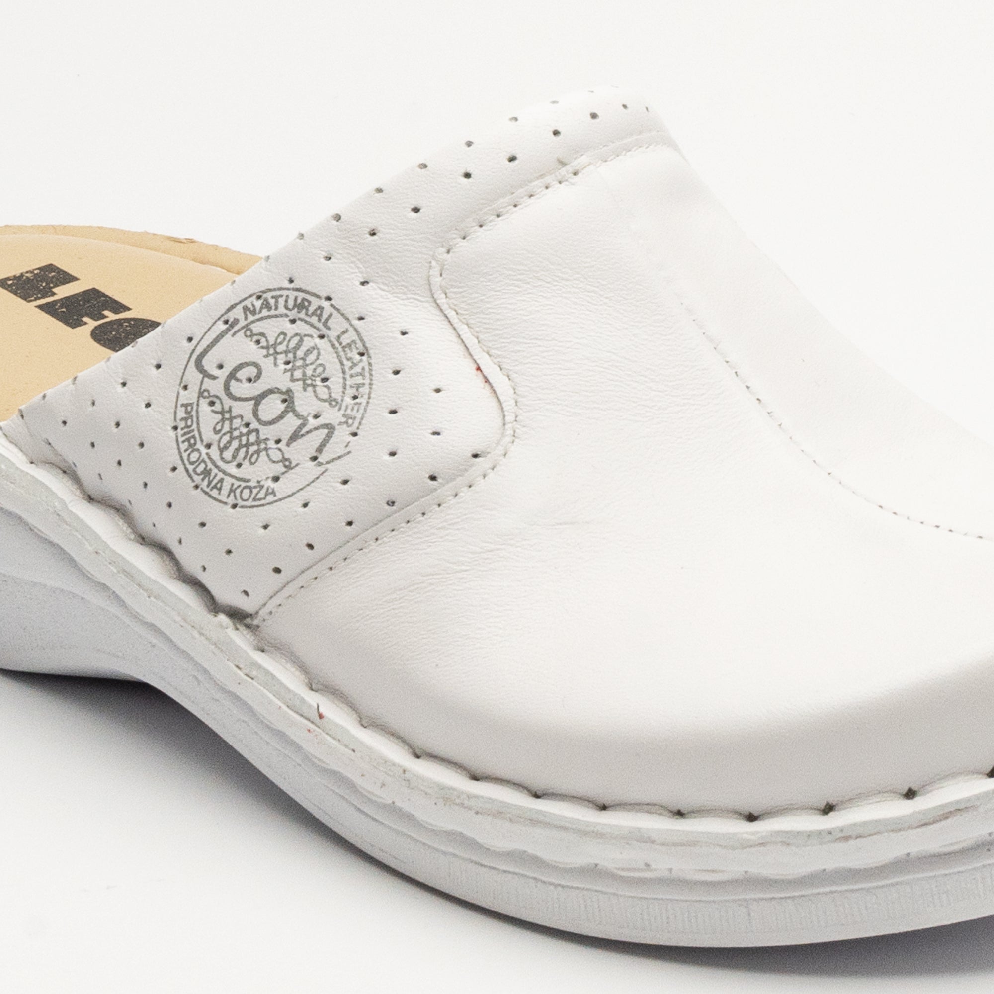 Emili - Dam Läder Clogs - Vit