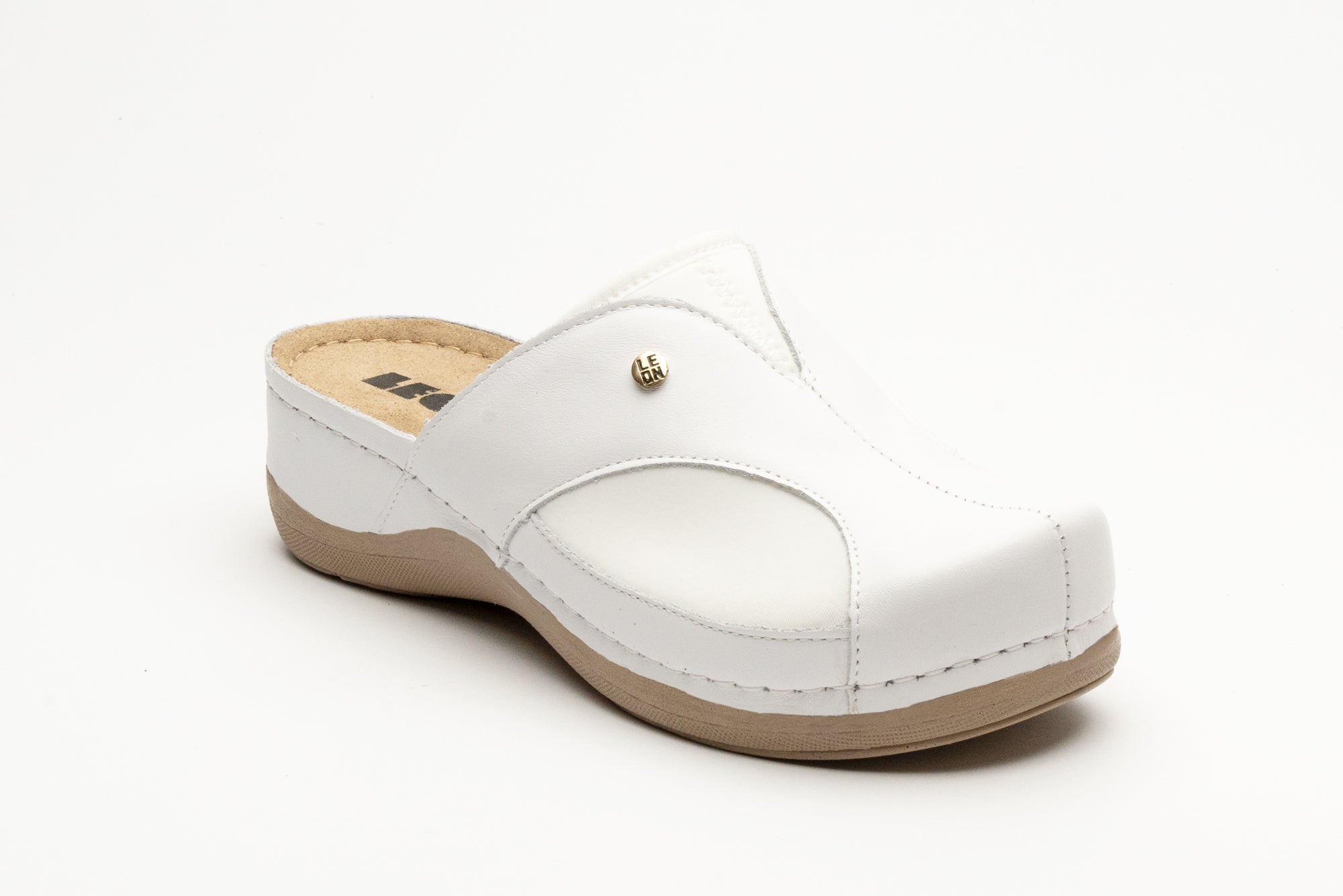 Aria Dam Läder Clogs - Vit