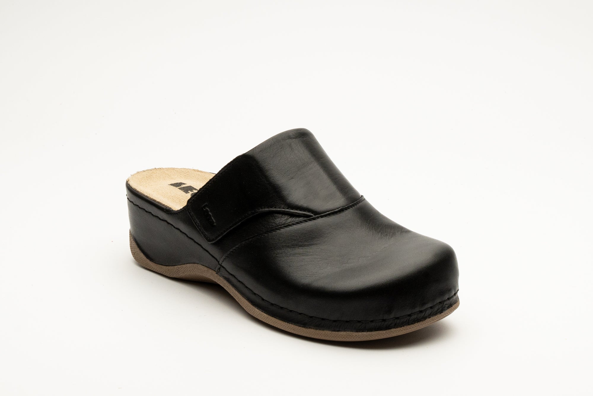 Aurora - Dam Läder Clogs - Svart