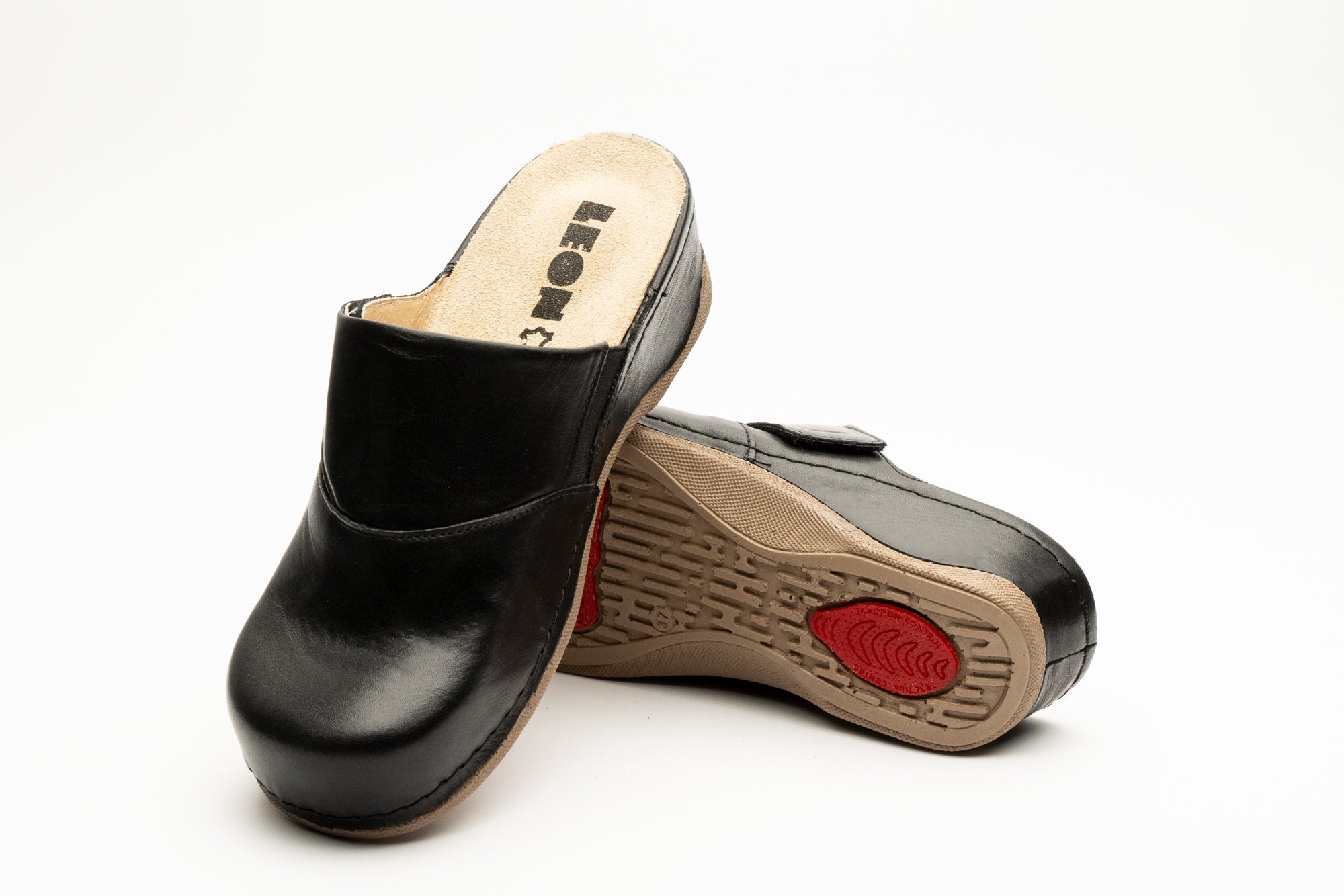 Aurora - Dam Läder Clogs - Svart