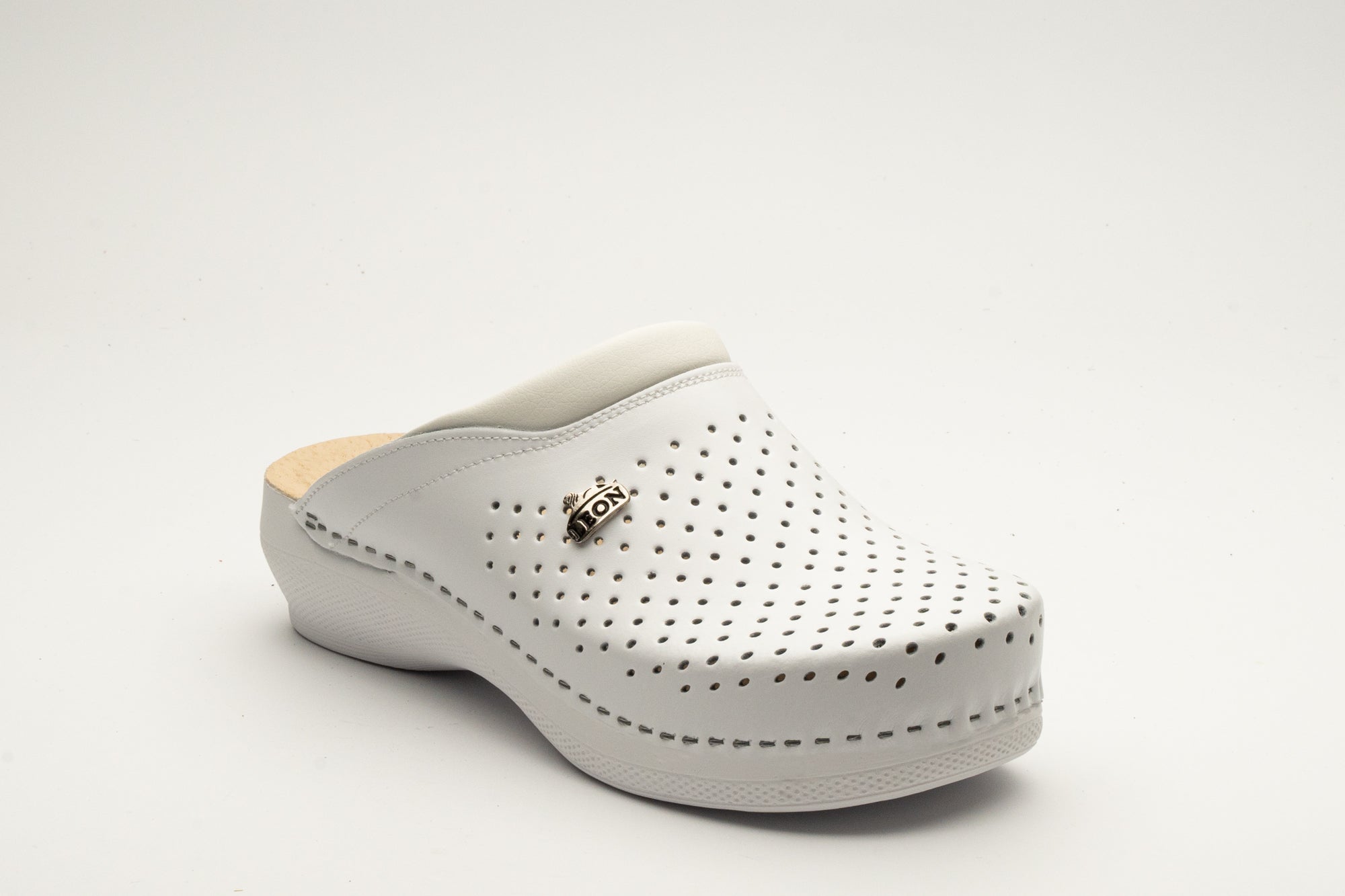 Klassiska Dam Läder Clogs - Vit