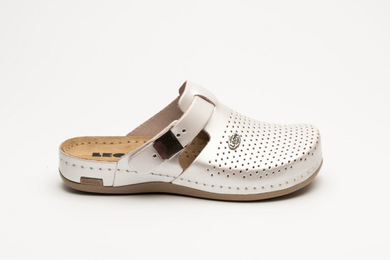 Leona Dam Läder Clogs - Pärlemor