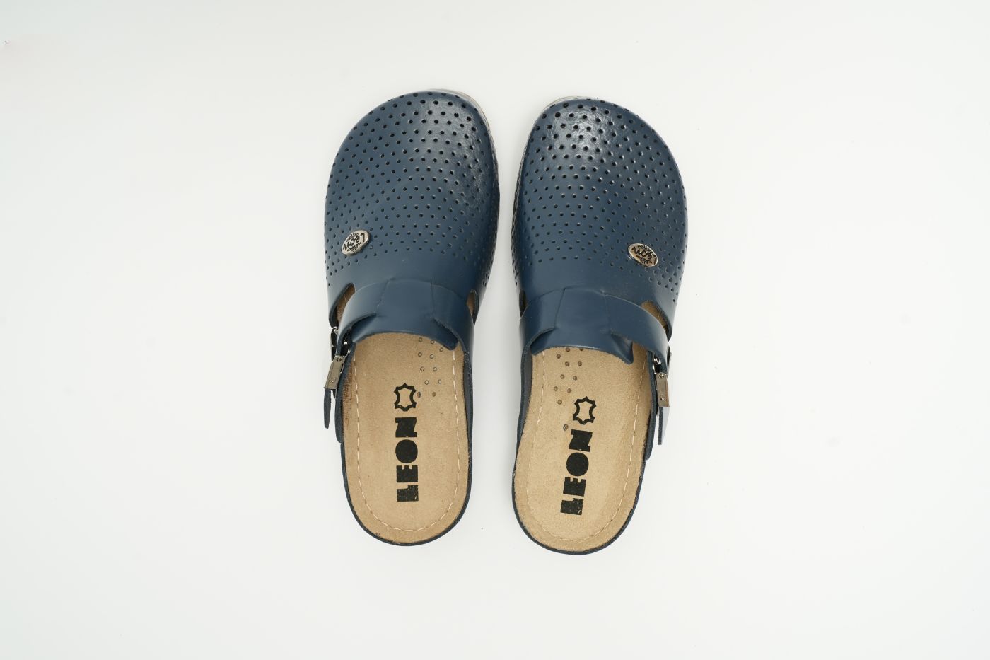 Leona Dam Läder Clogs - Mörkblå