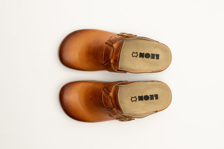Nora I Läder Clogs - Brun