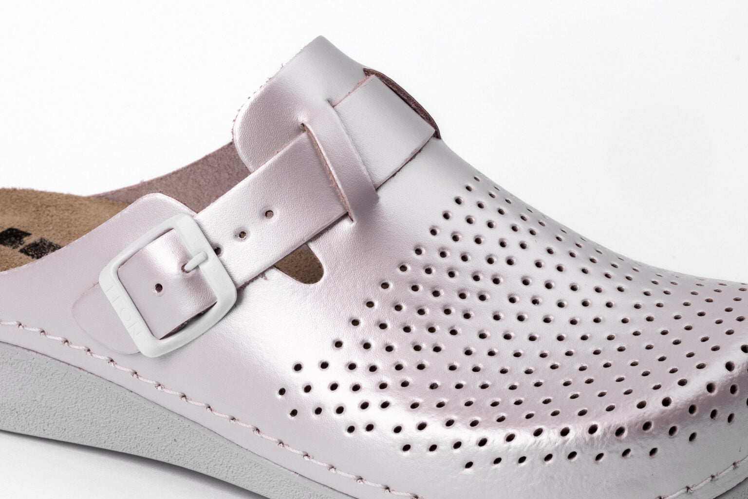 Nora IV Läder Clogs - Pärlemor