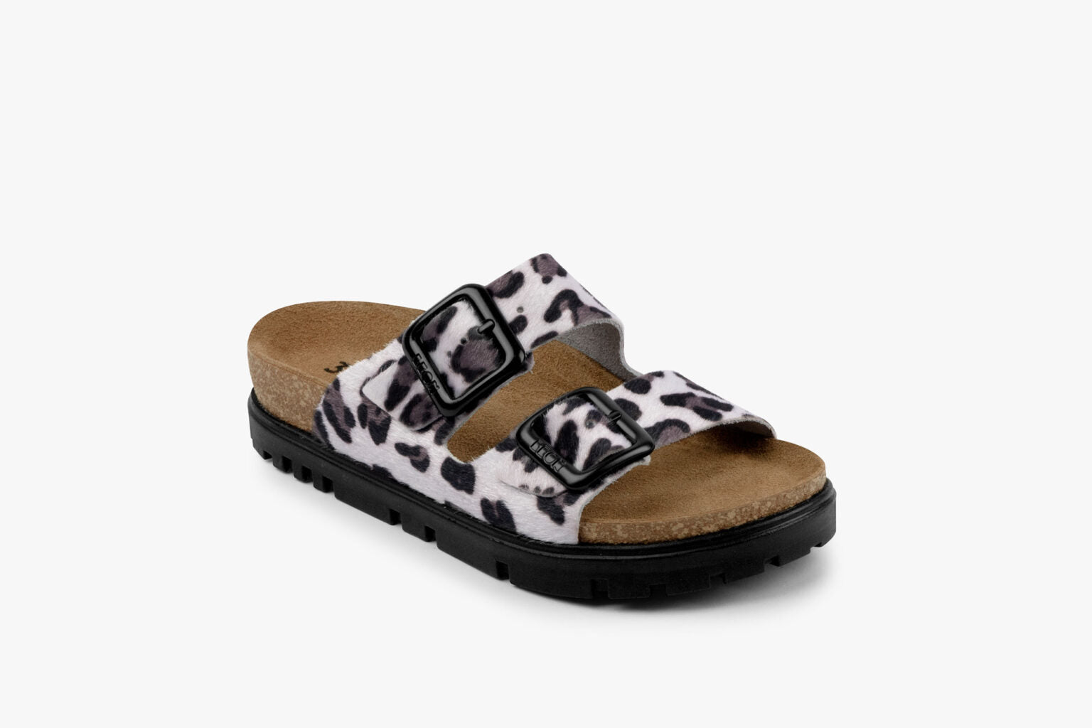 Terra Päls Sandaler - Vit Leopardmönster
