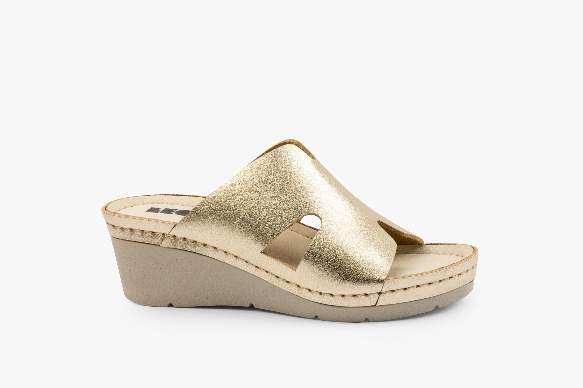 Eleve dam kilesandal i läder - guld