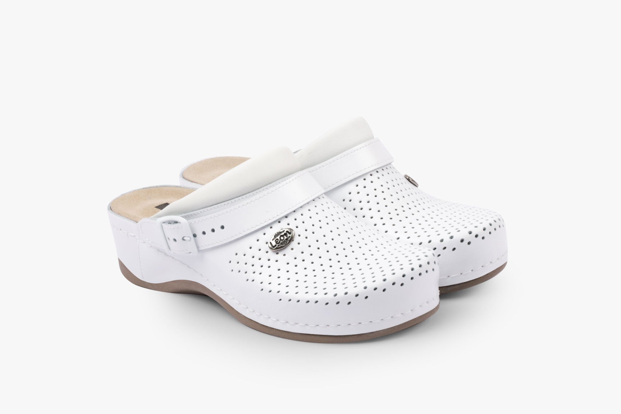Dame Läder Clogs - Vit