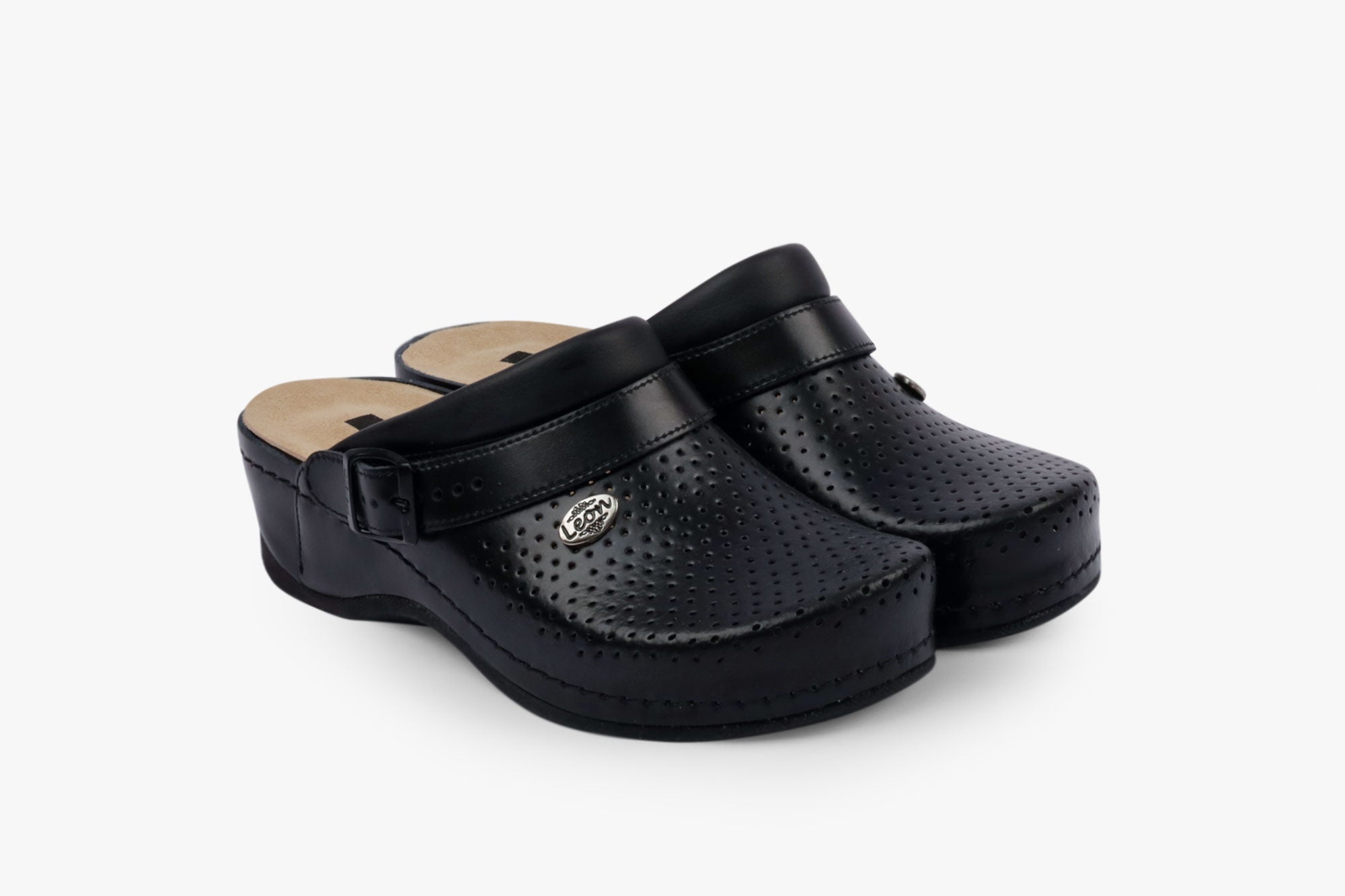 Dame Läder Clogs - Svart