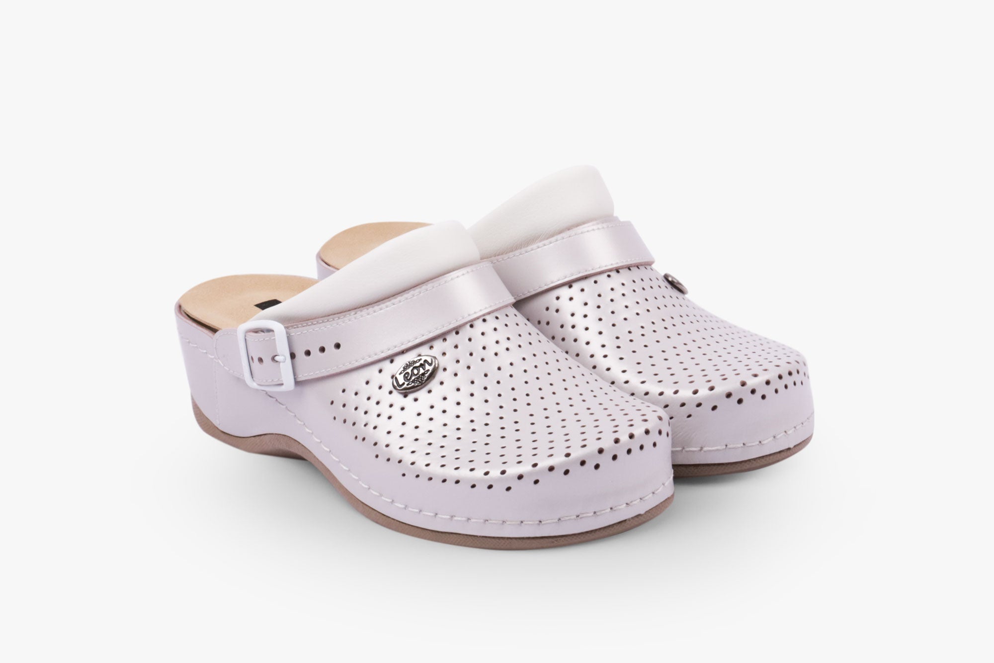 Dam Läder Clogs - Pärlemor