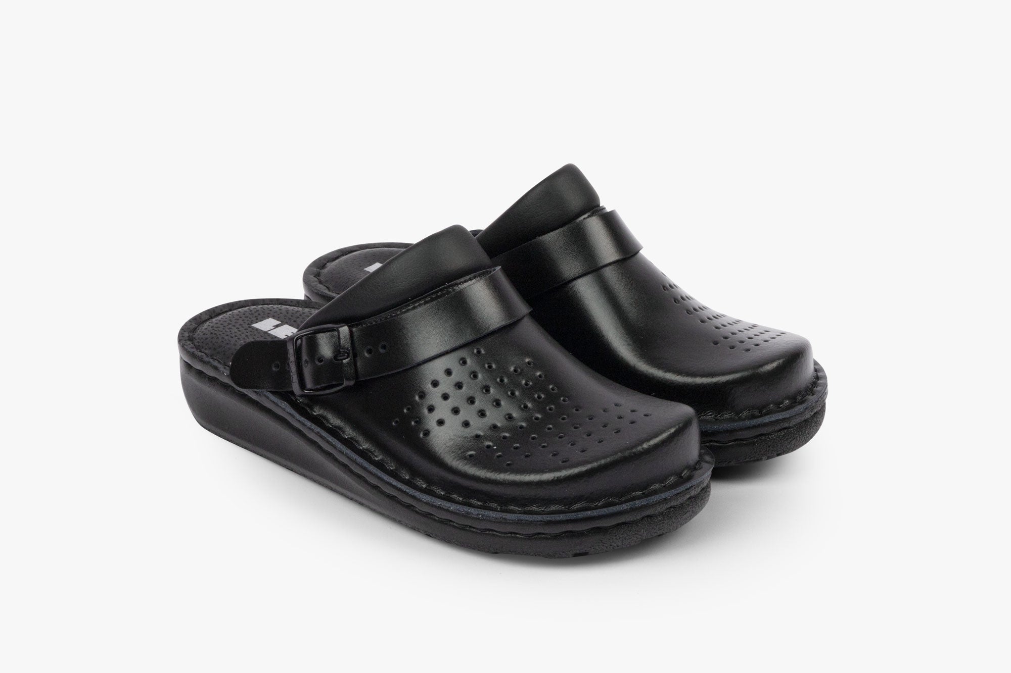 Läder Clogs - Svart