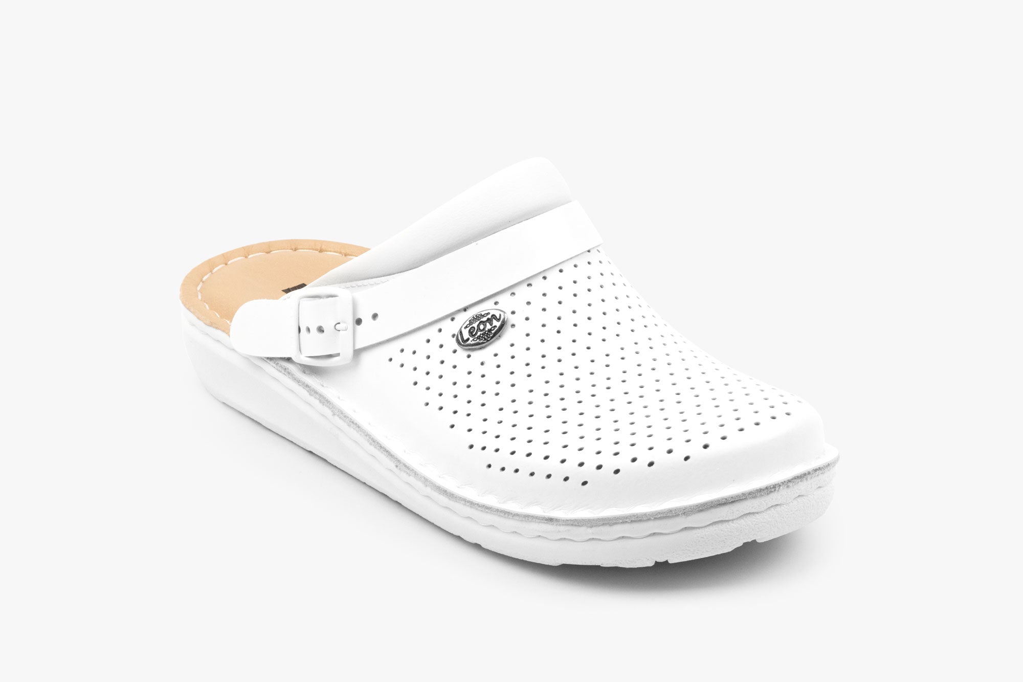 Herr Läder Clogs  - Vit