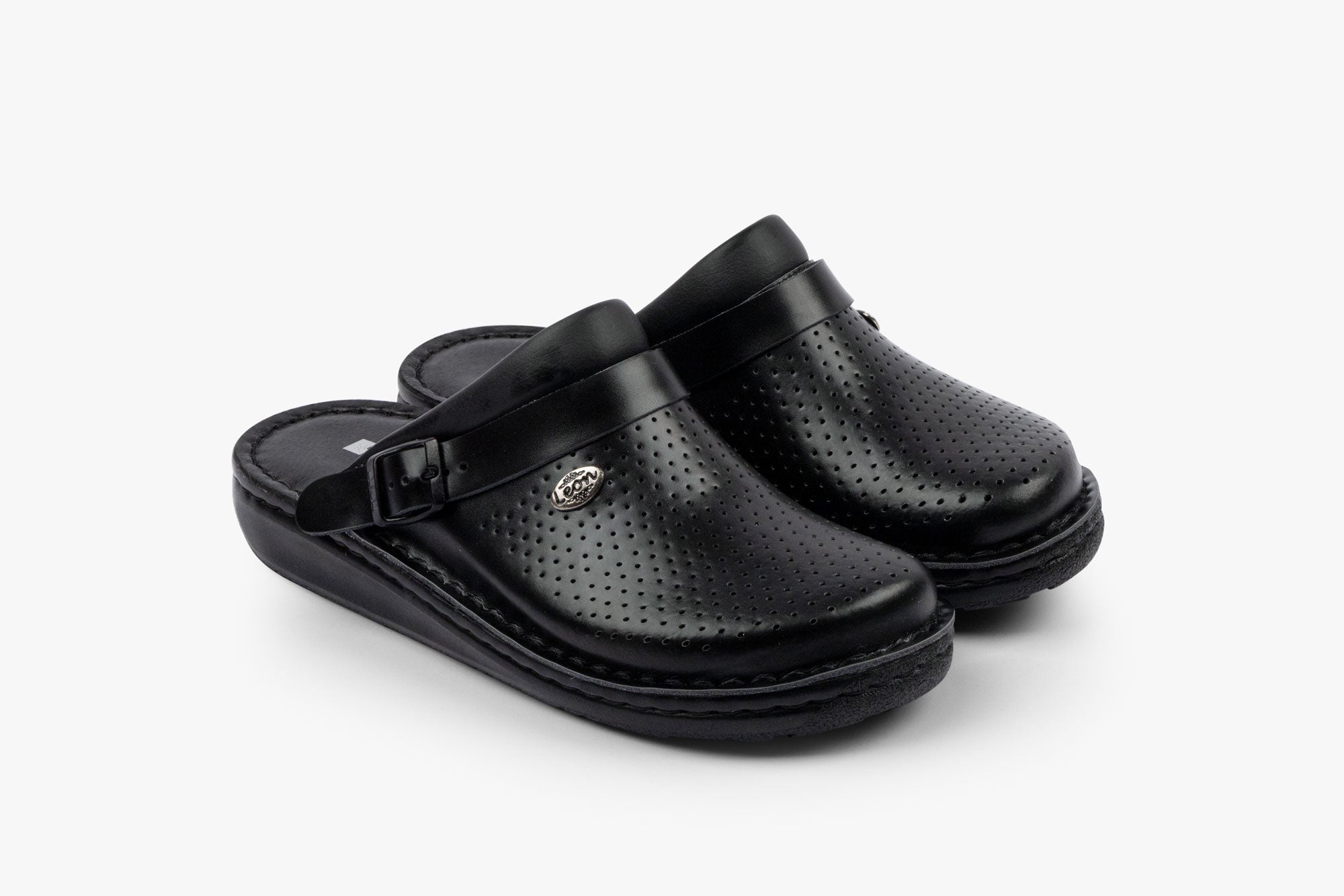 Läder Clogs - Svart