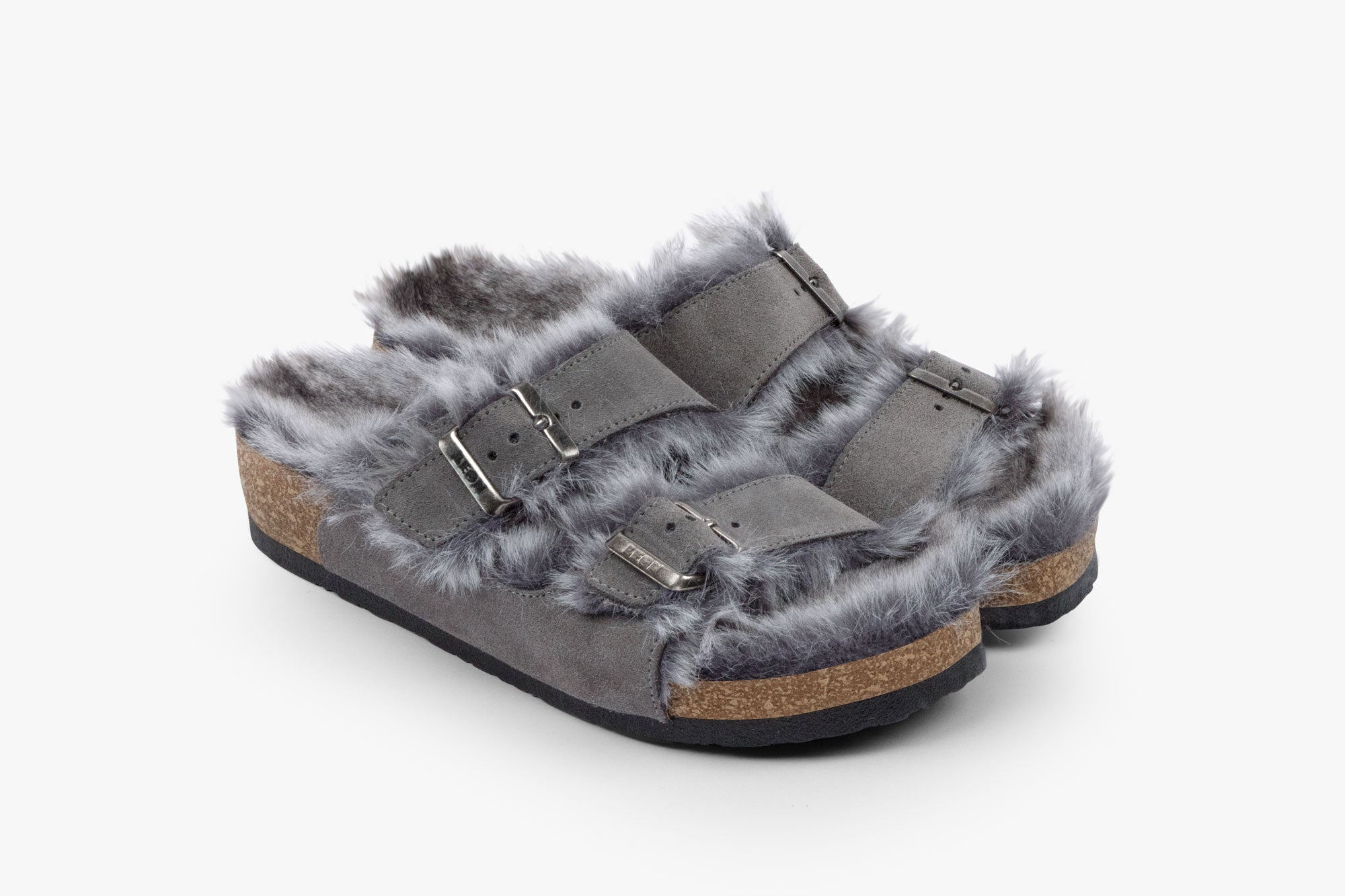 Päls Sandaler - Grå Tofflor