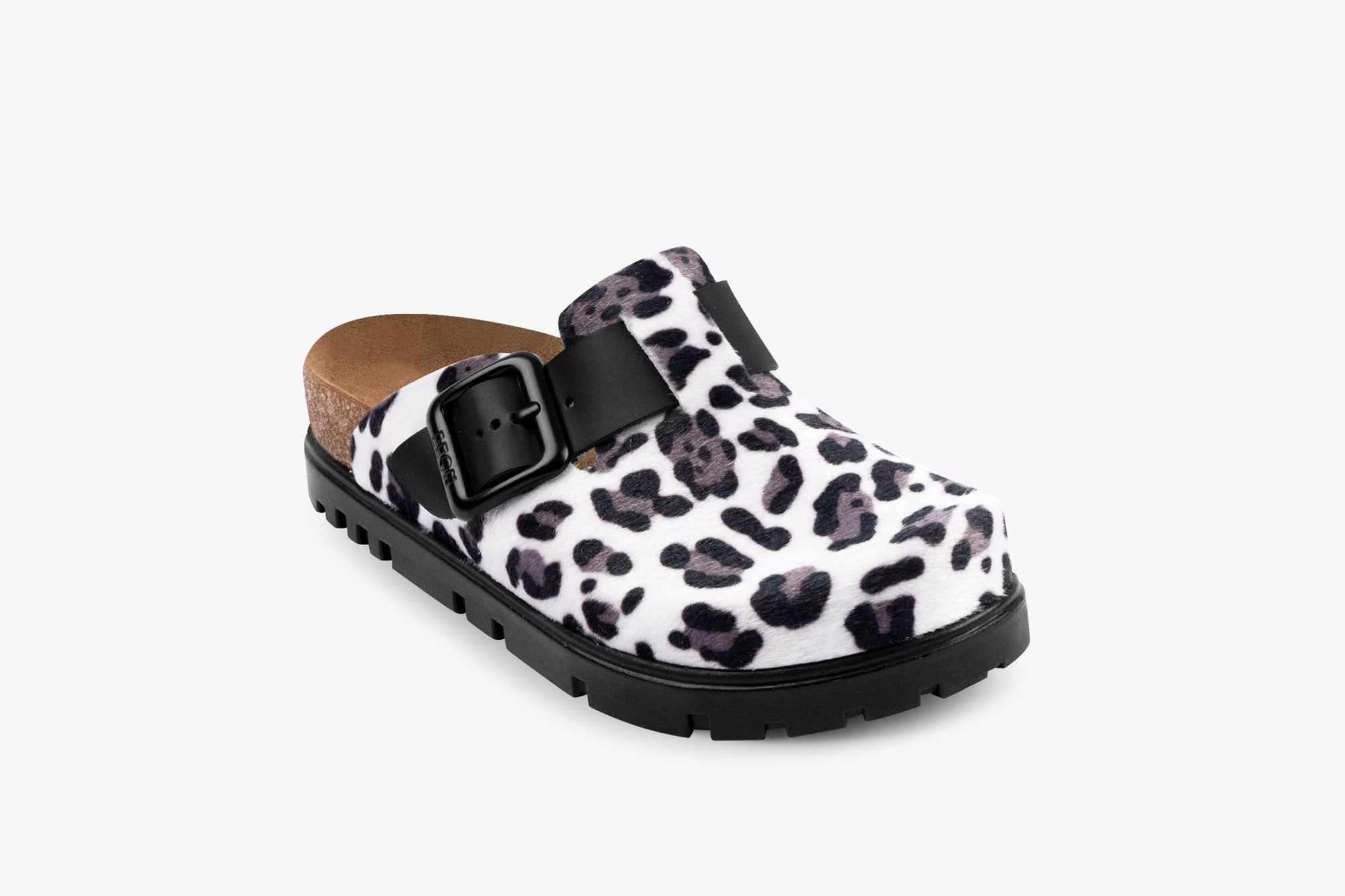 Zoe Päls Clogs - Vit Leopardmönster