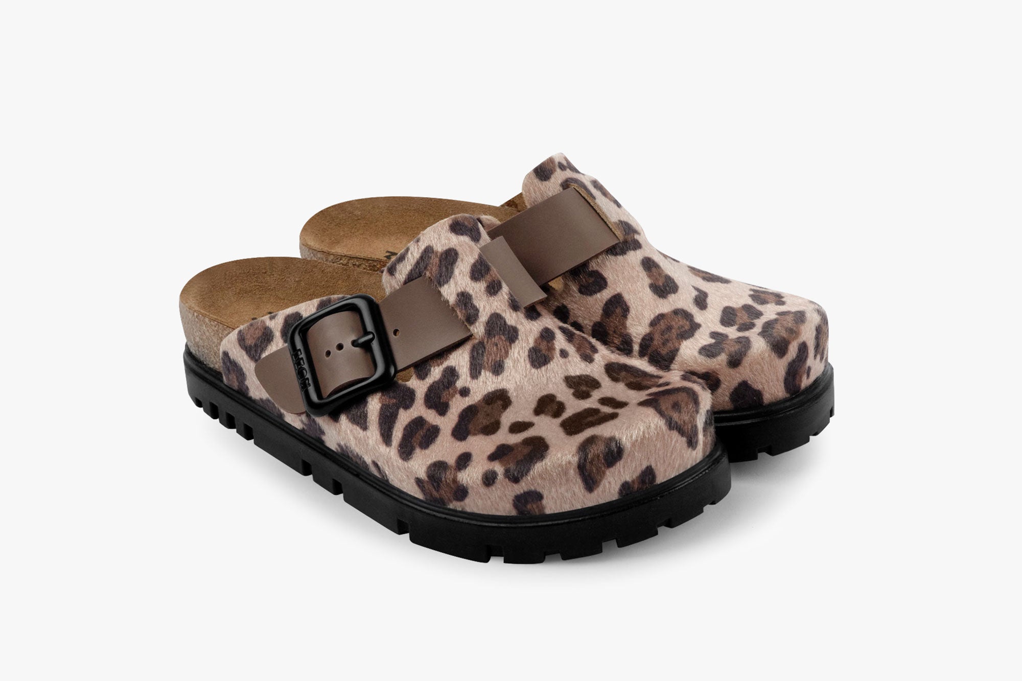 Zoe Päls Clogs i - Brun Leopardmönster