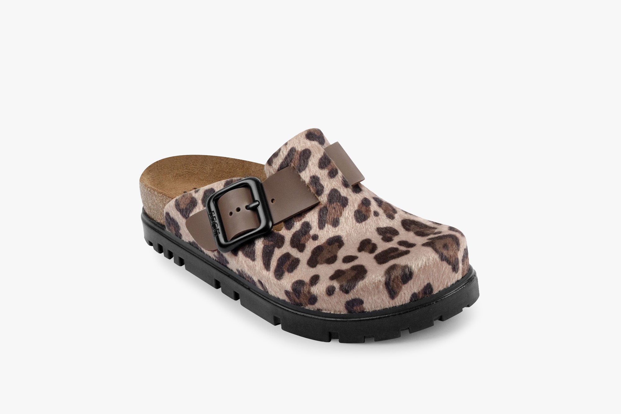 Zoe Päls Clogs i - Brun Leopardmönster