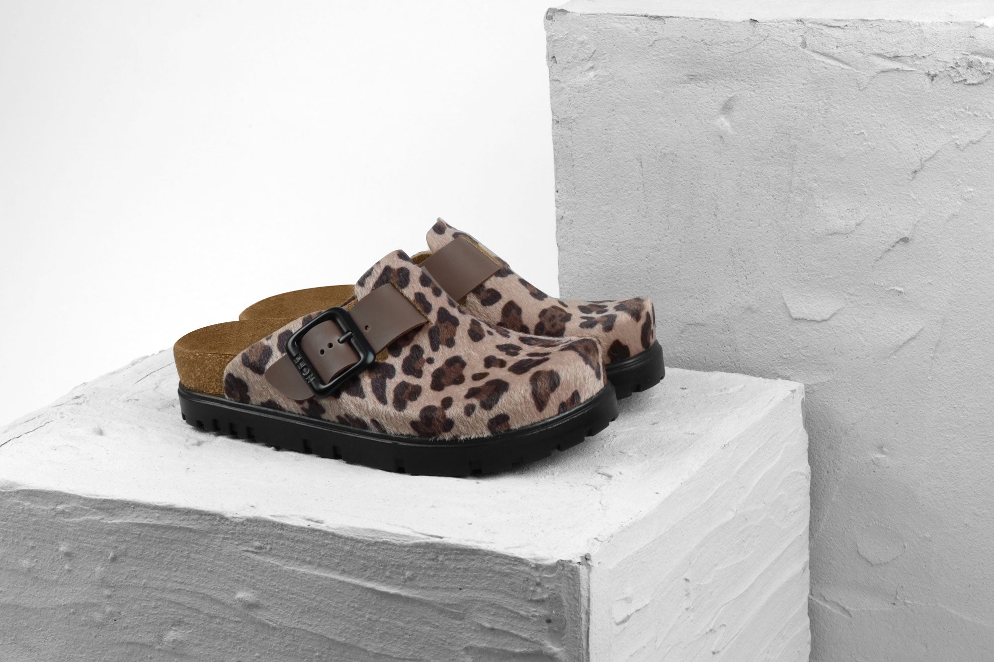 Zoe Päls Clogs i - Brun Leopardmönster