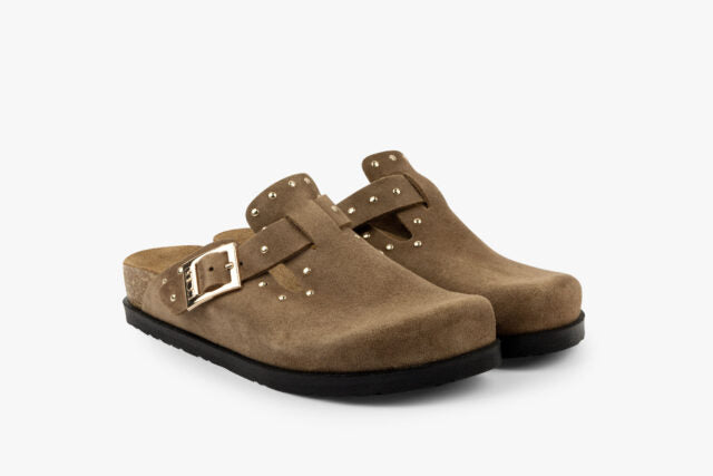 Pillar damclogs i mocka - brun