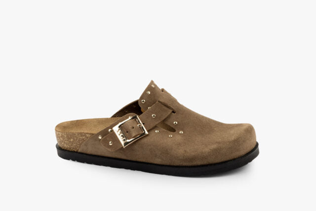Pillar damclogs i mocka - brun