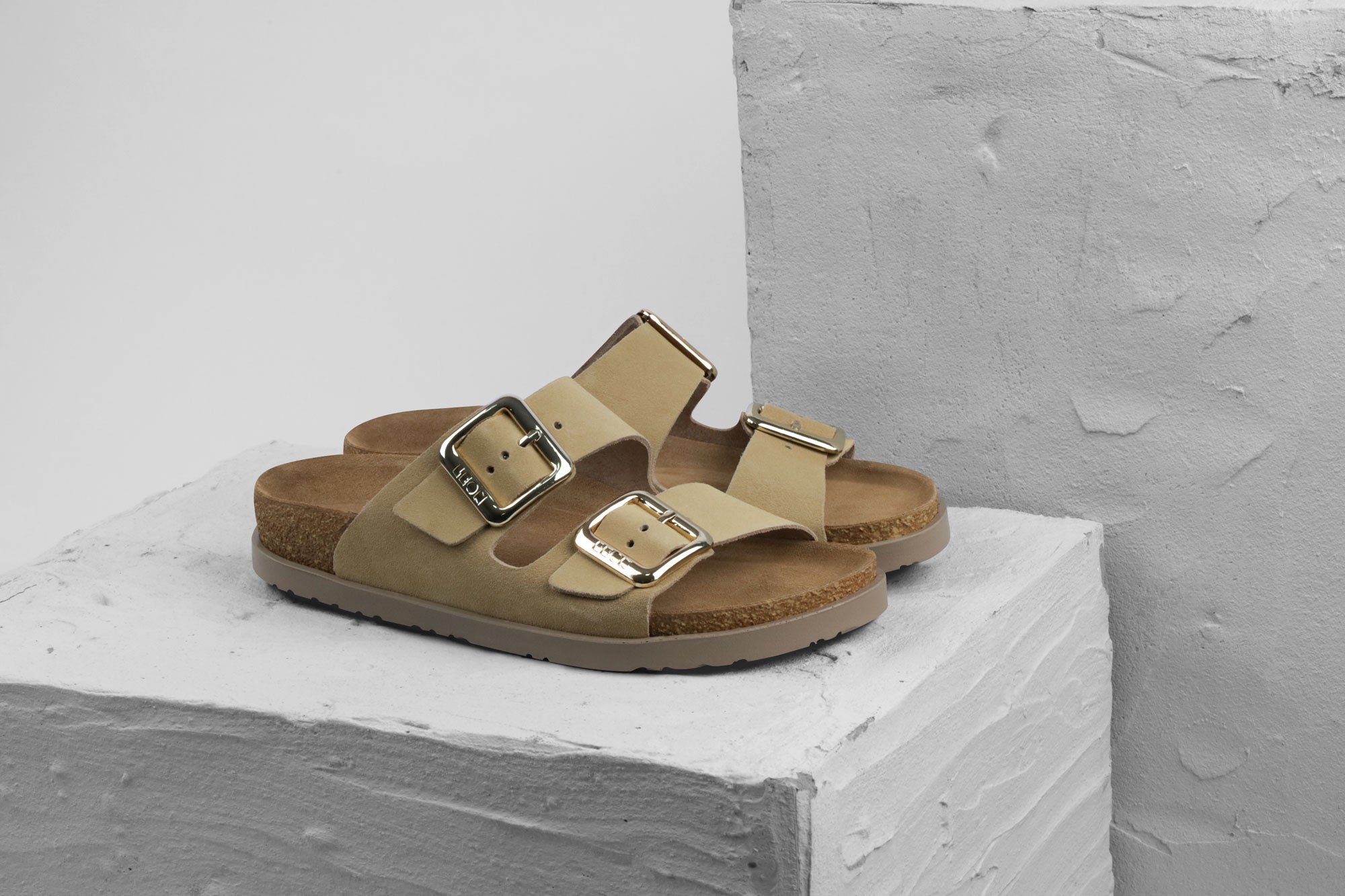 Siena I läder damsandaler - beige