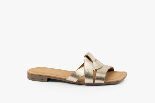 Linea damsandal i läder - guld