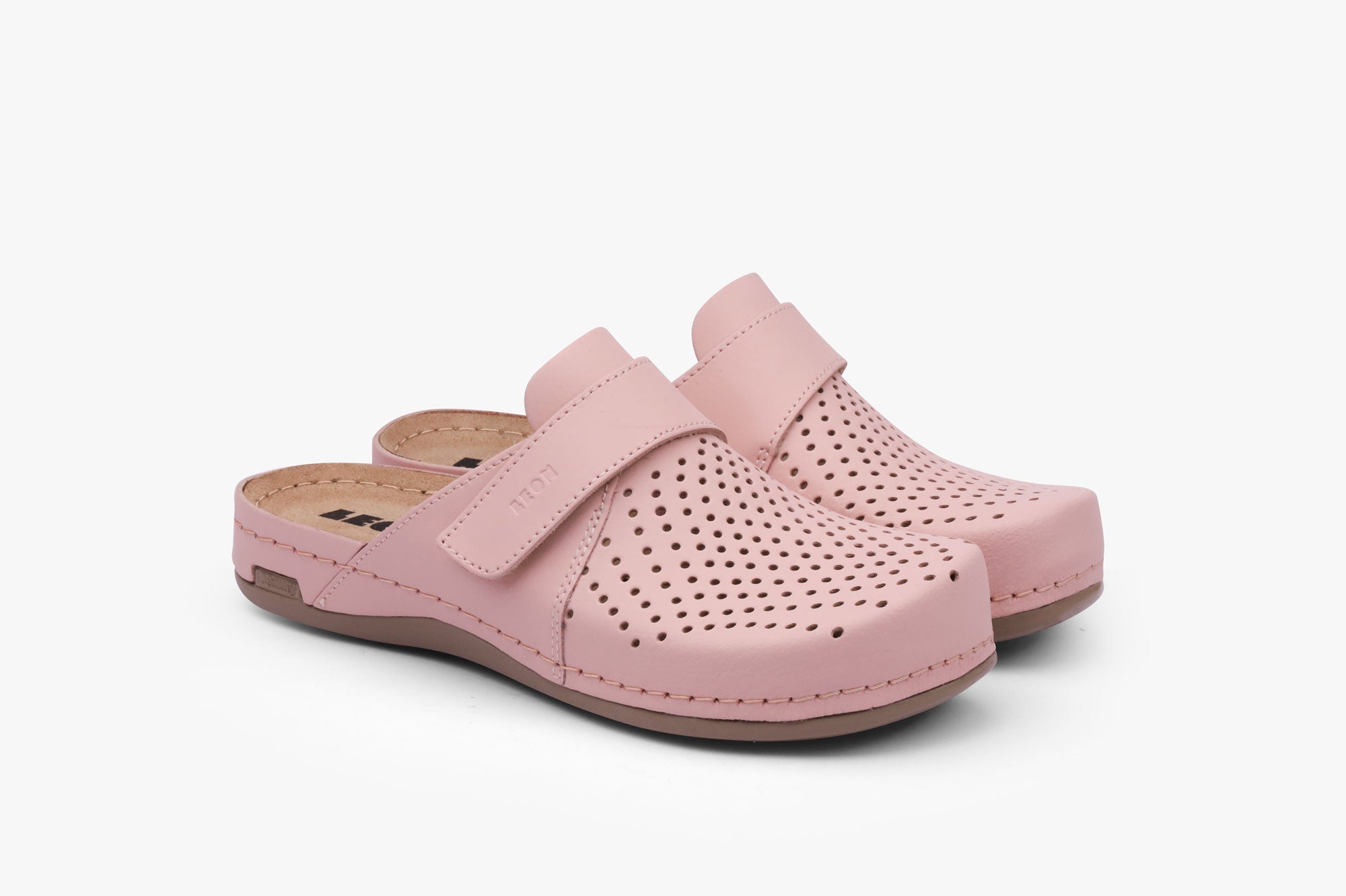 Leona Bakkar damclogs i läder - rosa