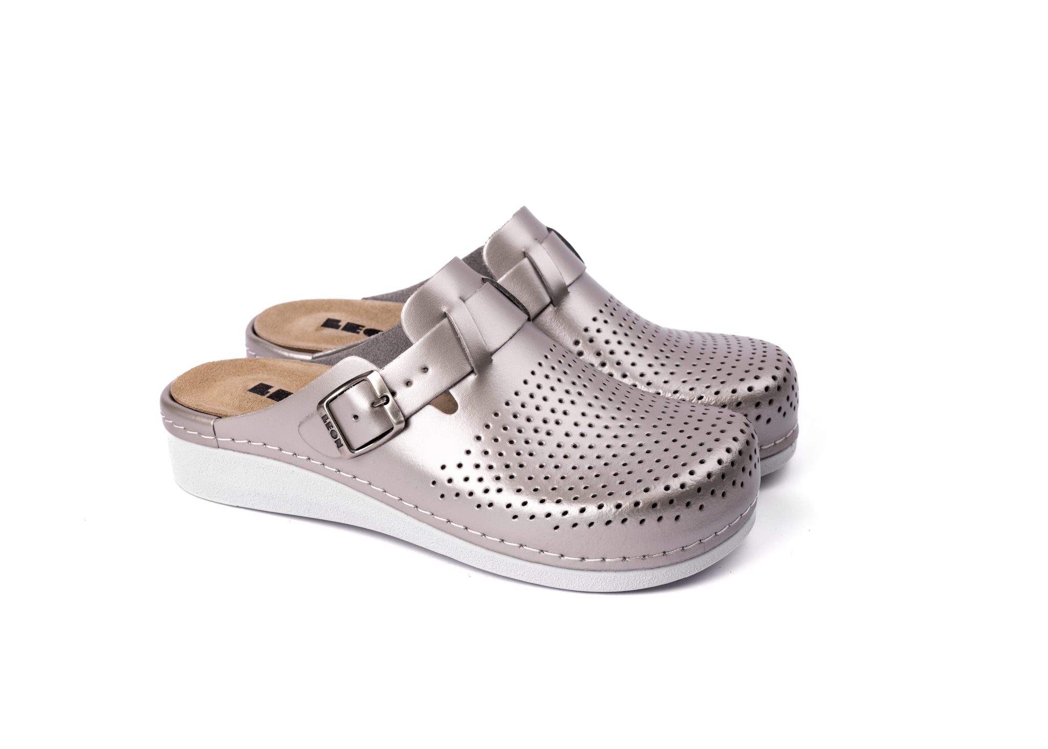 Nora IV Läder Clogs - Champagne