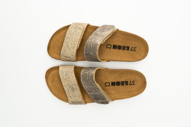 Atalanta Sandaler - Guld Ormskinn