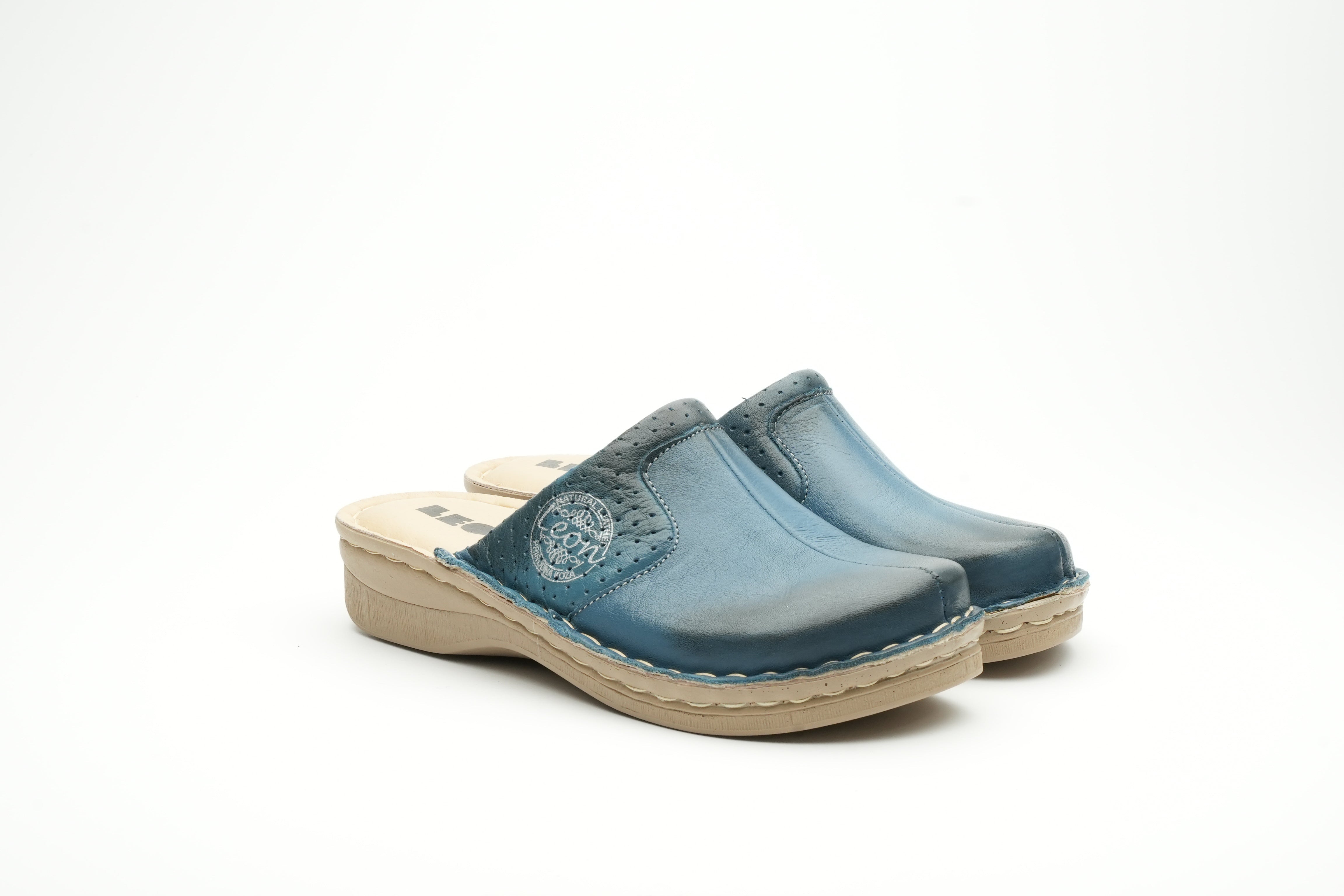 Emili Dam Läder Clogs - Mörkblå