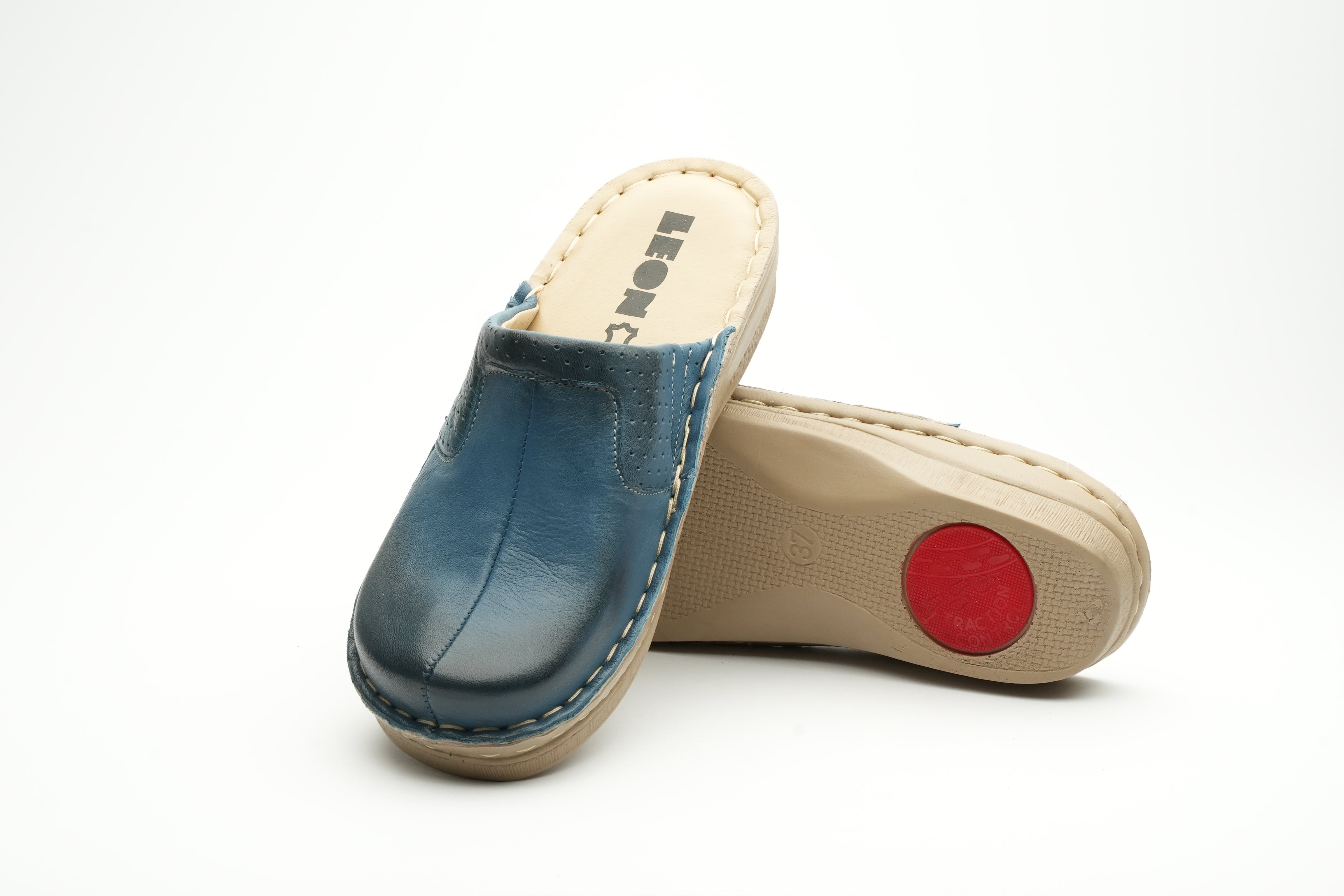 Emili Dam Läder Clogs - Mörkblå