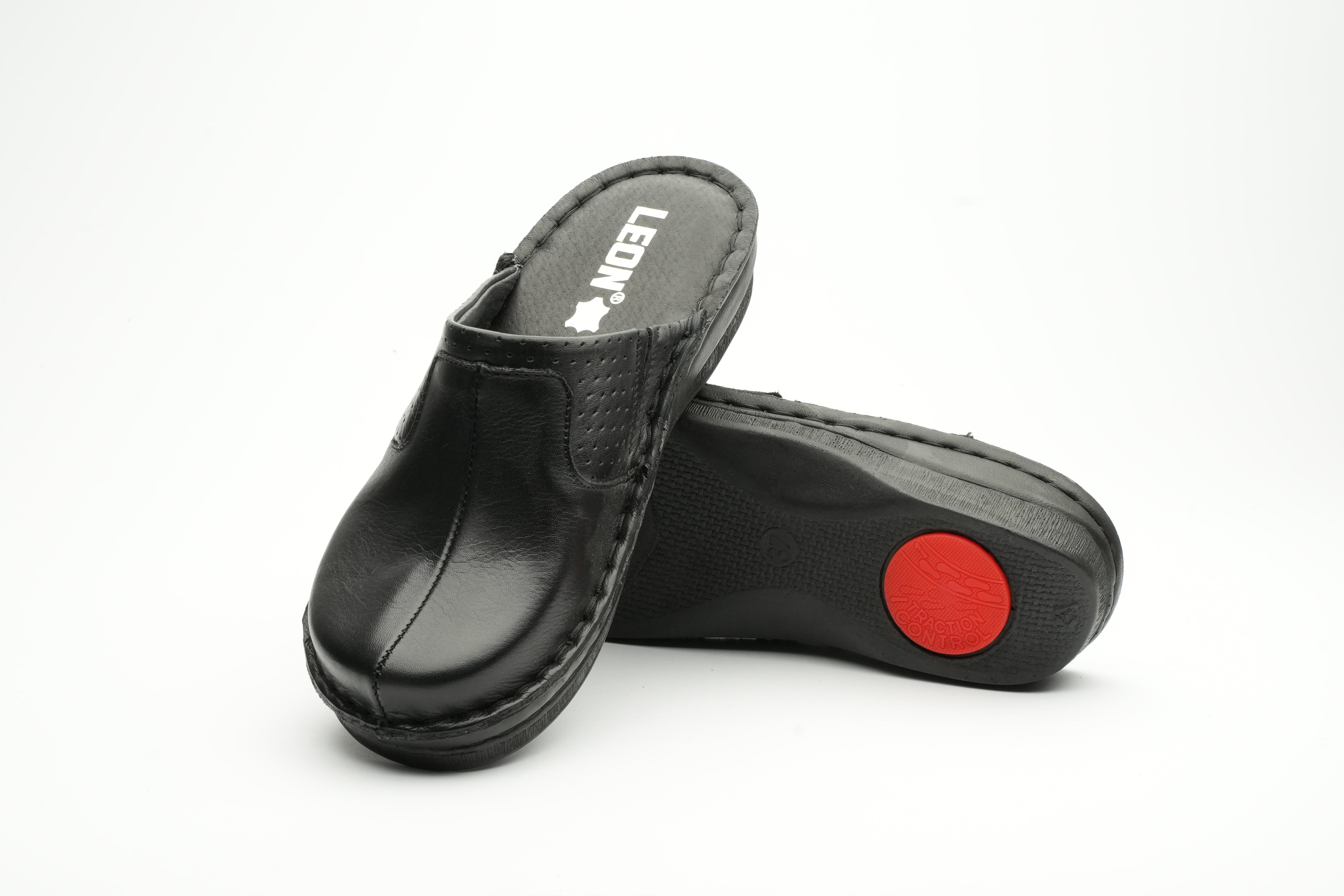 Emili - Dam Läder Clogs - Svart