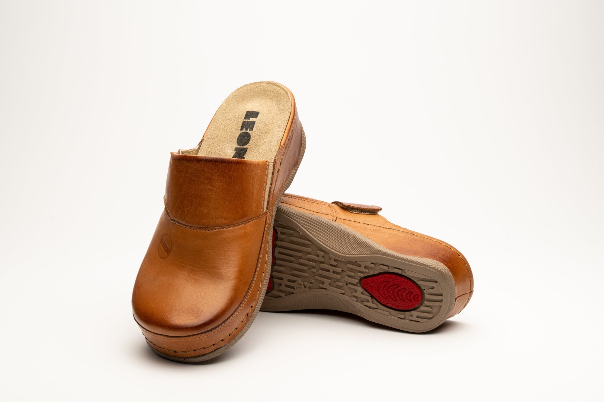 Aurora - Dam Läder Clogs - Brun