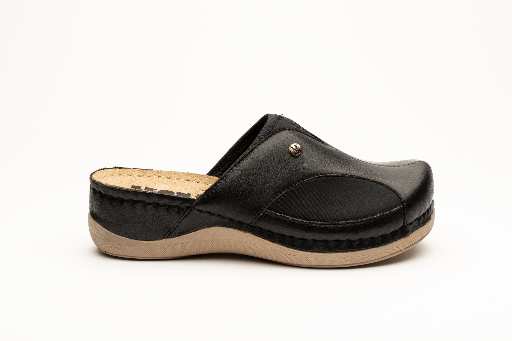 Aria - Dam Läder Clogs - Svart