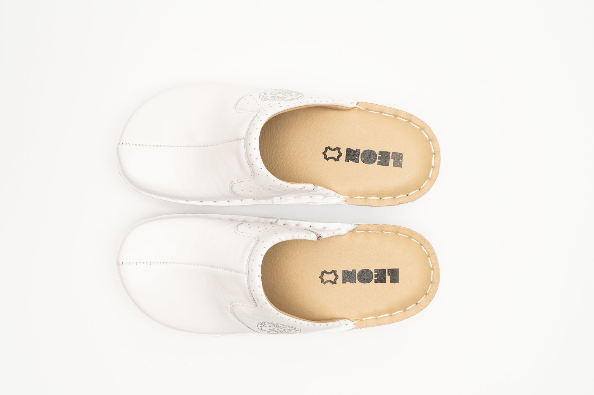 Emili - Dam Läder Clogs - Vit