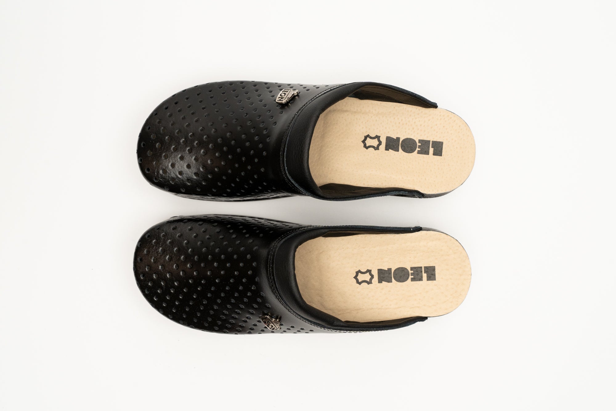 Klassiska Dam Läder Clogs - Svart