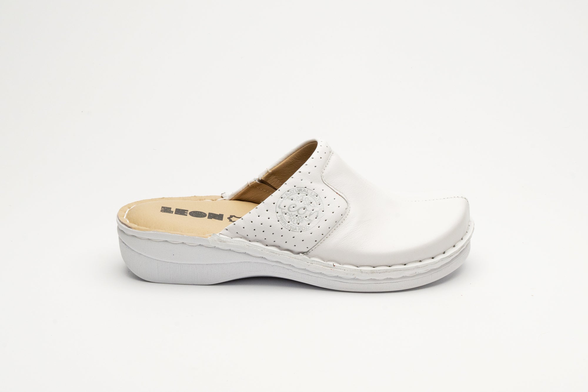 Emili - Dam Läder Clogs - Vit