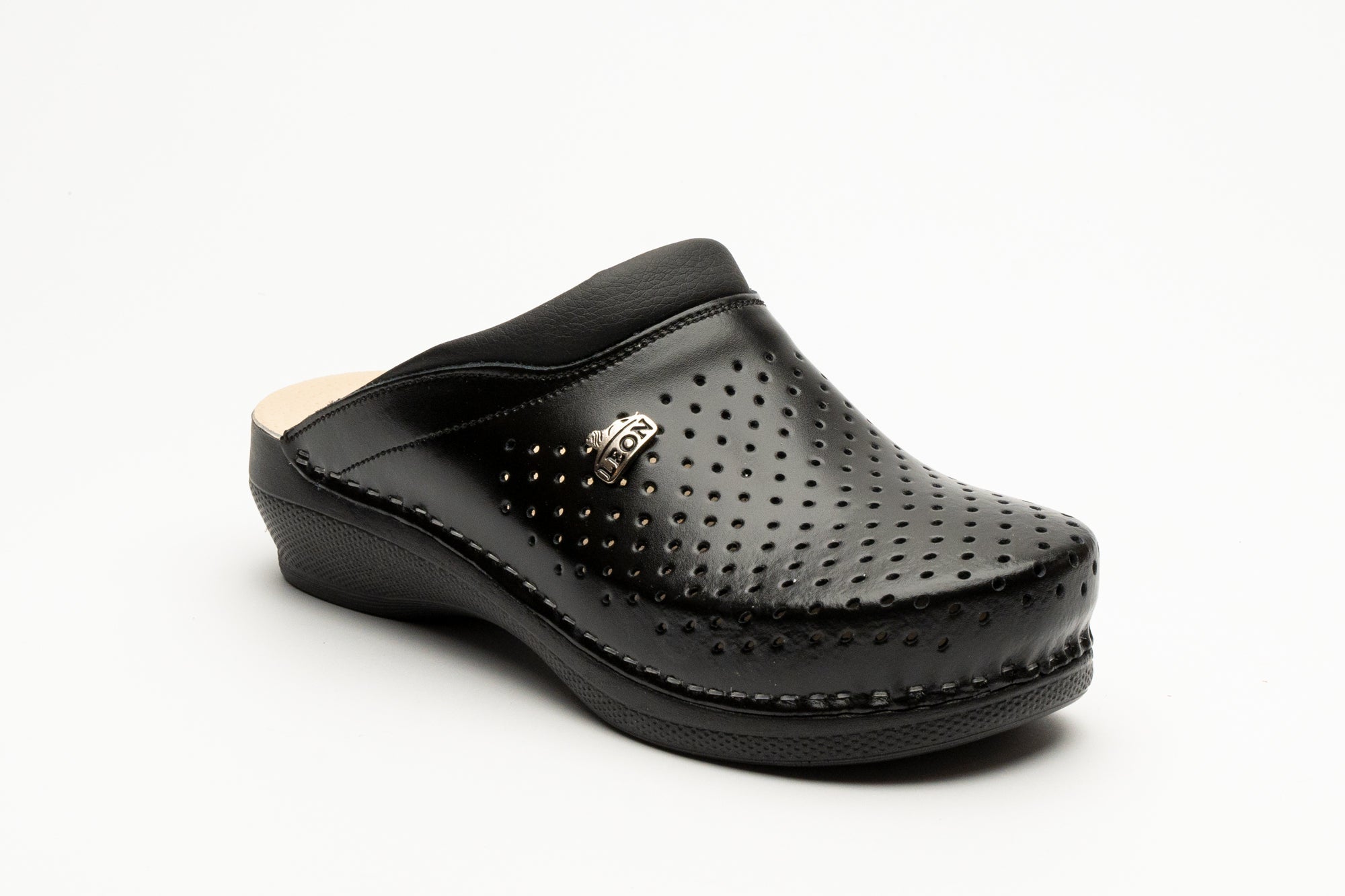 Klassiska Dam Läder Clogs - Svart